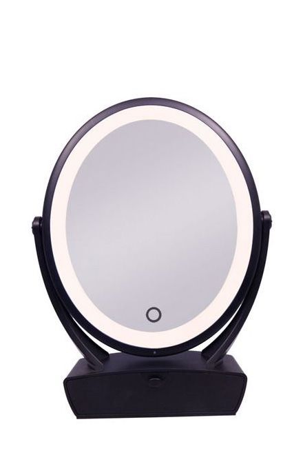 LED Mirror with Organizer - Black