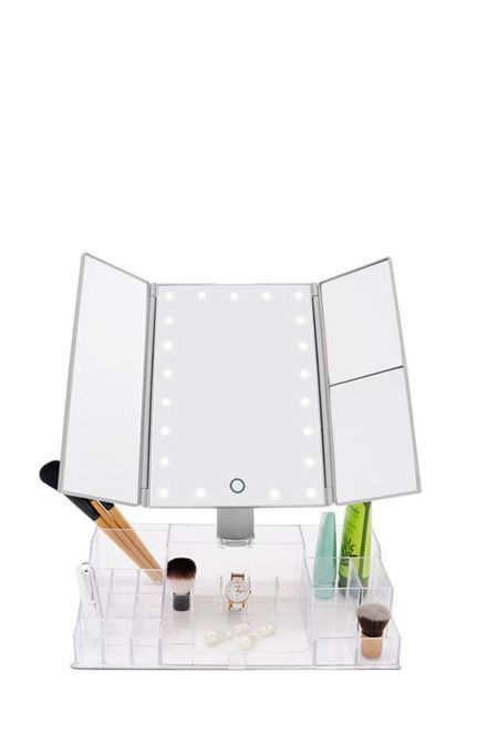 LED Mirror with Organizer - Silver